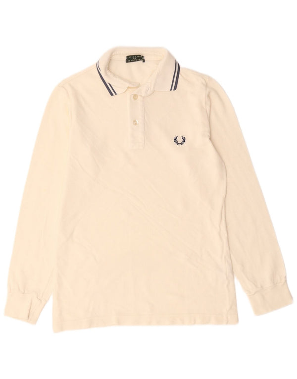Fred Perry Boys Langærmet Polo Shirt 11-12 Years Off Hvid Bomuld