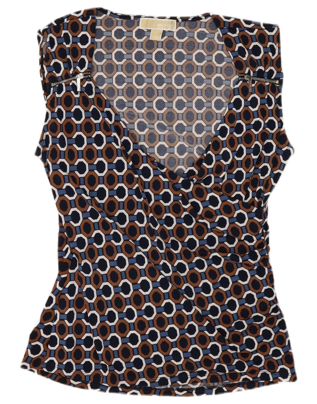 Michael Kors Dame Bluse Top UK 14 Stor Flerfarvet Geometrisk