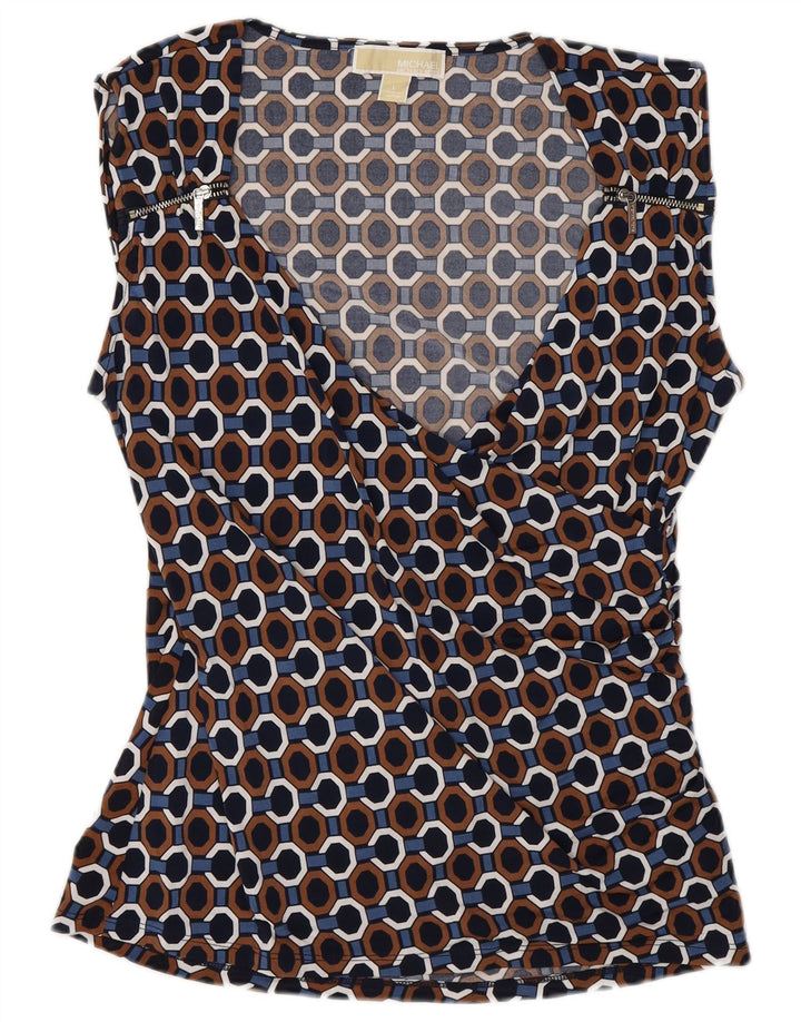 Michael Kors Dame Bluse Top UK 14 Stor Flerfarvet Geometrisk