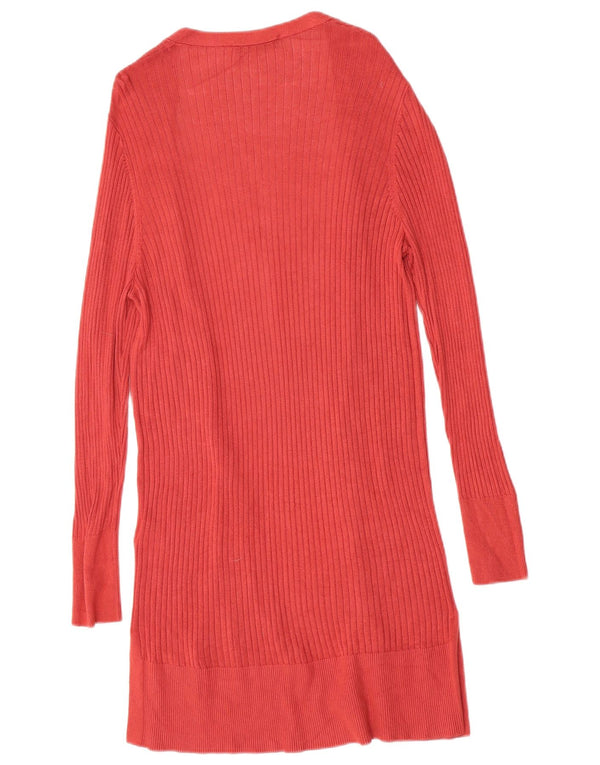 Oasis Womens Longline Open Cardigan Sweater UK 12 Medium Red Viscose