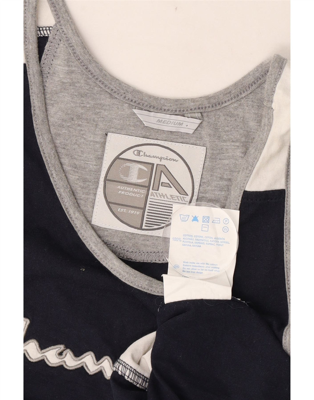 Champion Herre Grafisk Vest Top Medium Marineblå Colourblock Bomuld