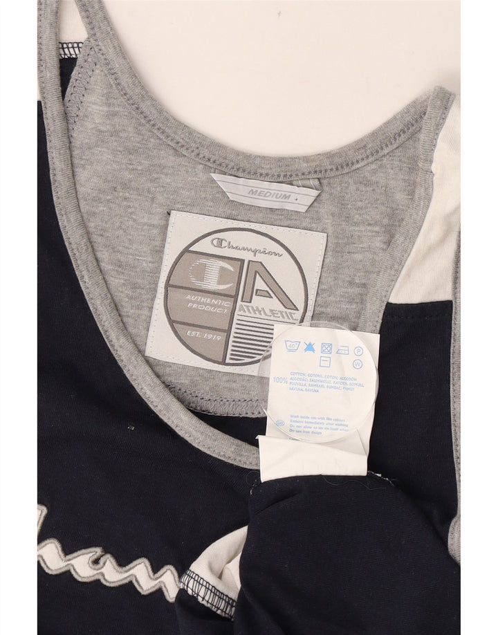 Champion Herre Grafisk Vest Top Medium Marineblå Colourblock Bomuld