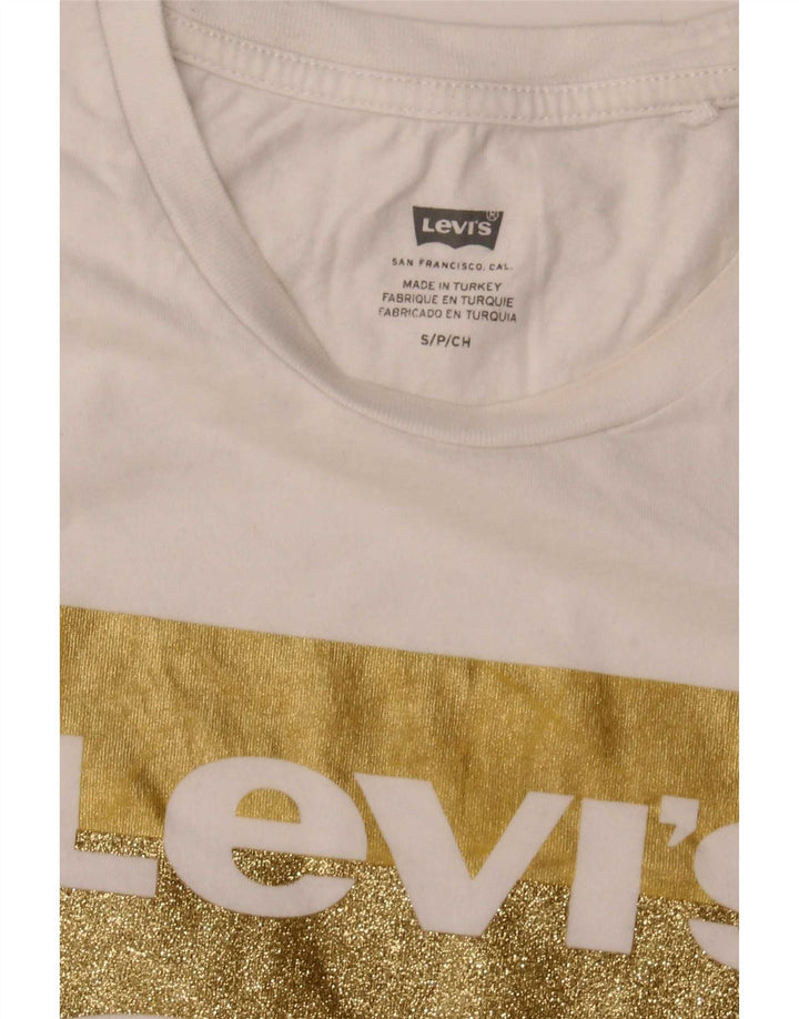 Levi's Dame Grafisk T-Shirt Top UK 10 Small White