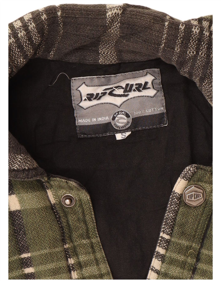 RIP CURL Herre Loose Fit Bomber Jacket UK 36 Lille grøn ternet bomuld