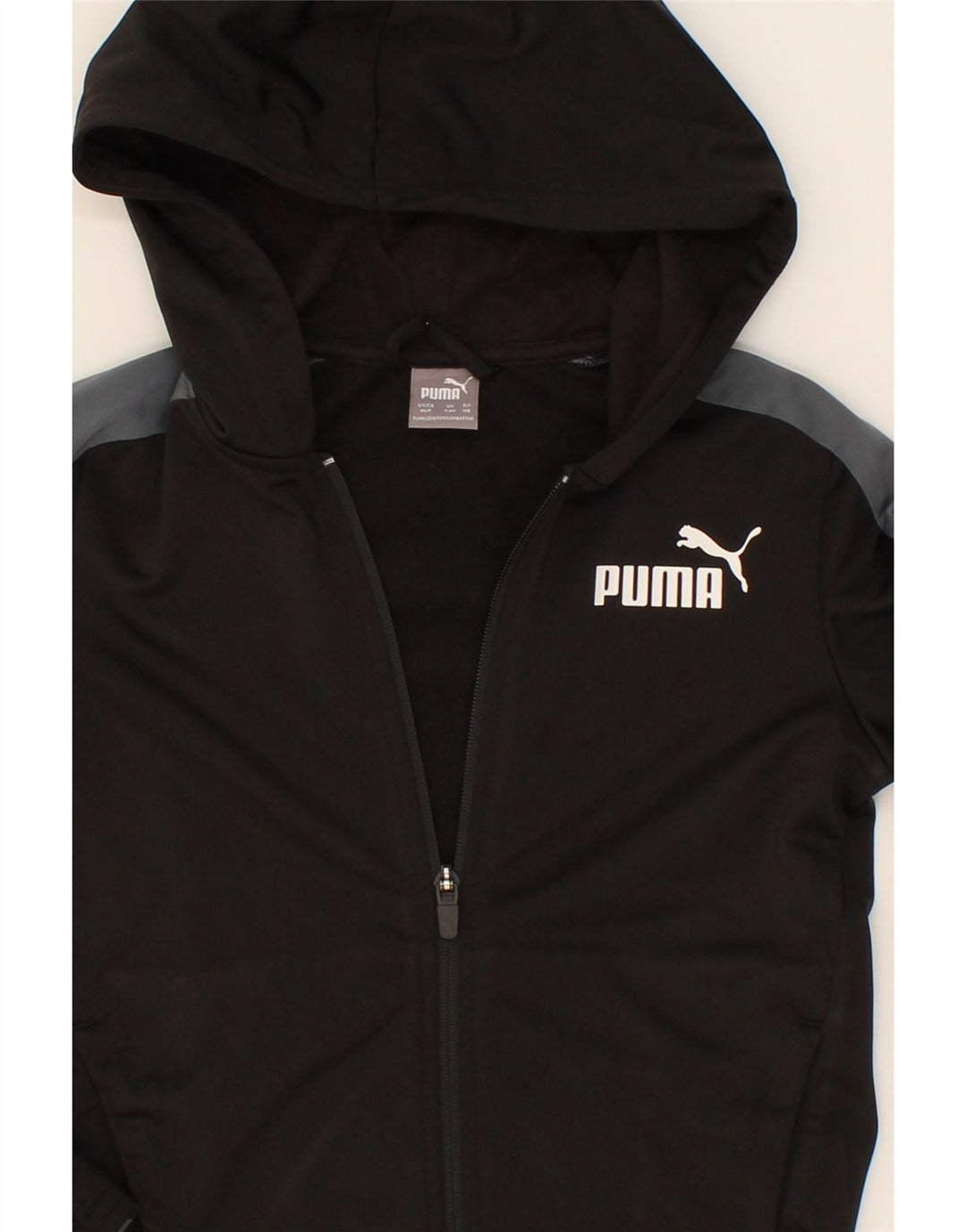 PUMA Boys Zip Hoodie Sweater 7-8 Years  Black Colourblock Polyester Vintage Puma and Second-Hand Puma from Messina Hembry 