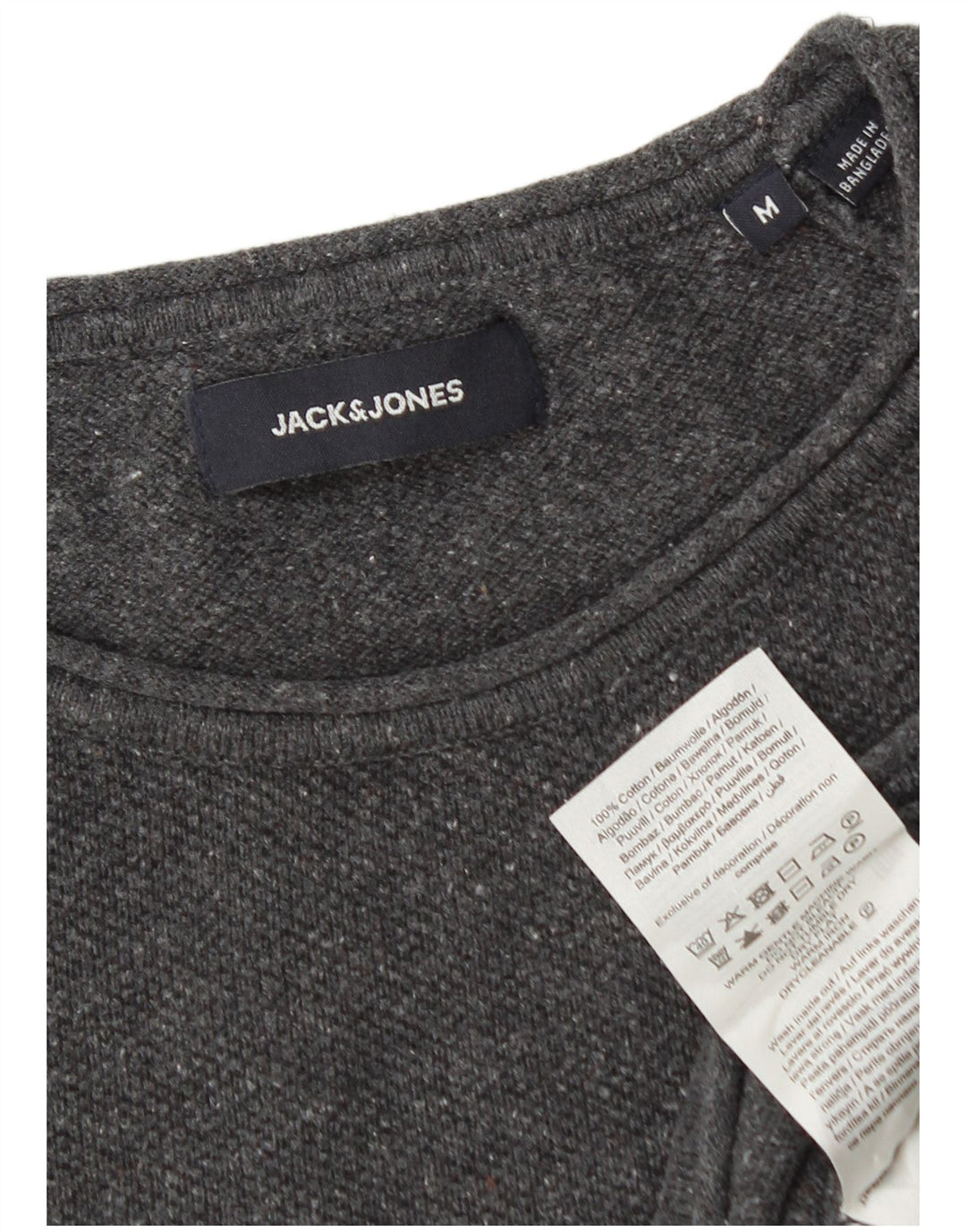 Jack & Jones Herre sweater med rund hals, mellemgrå bomuld