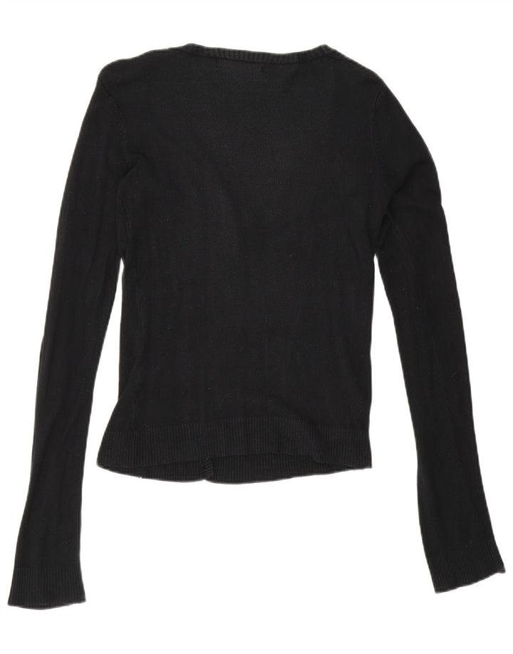Zara Dame Cardigan Sweater UK 10 Small Black Rayon