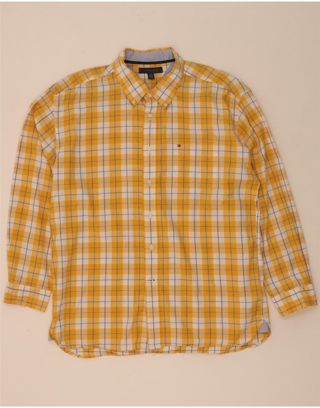 Tommy Hilfiger herreskjorte XL gul ternet bomuld
