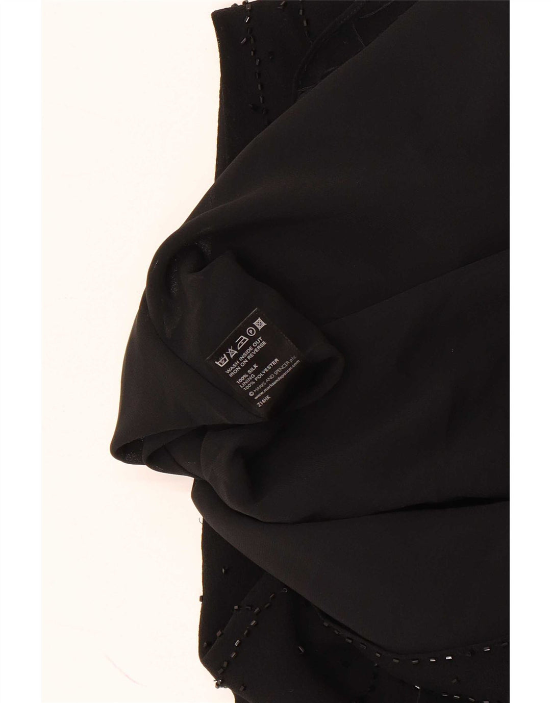 Marks & Spencer Dame ærmeløs bluse Top UK 20 2XL Sort Silke