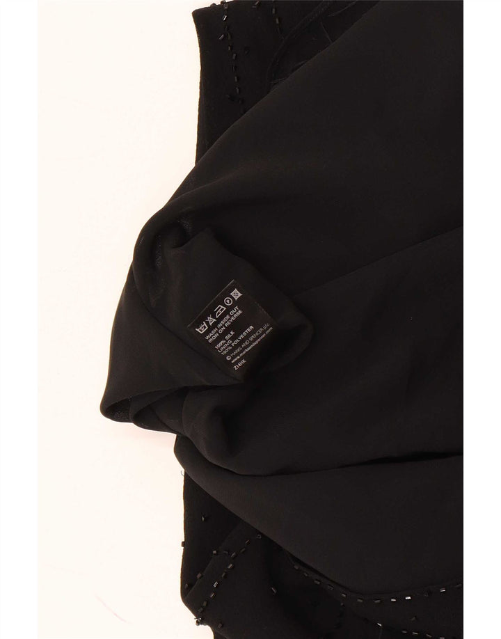 Marks & Spencer Dame ærmeløs bluse Top UK 20 2XL Sort Silke