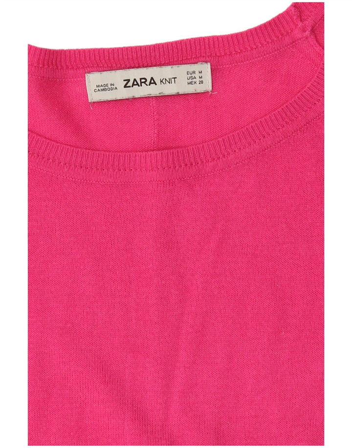 Zara Dame Oversized Boat Neck Jumper Sweater UK 14 Medium Pink