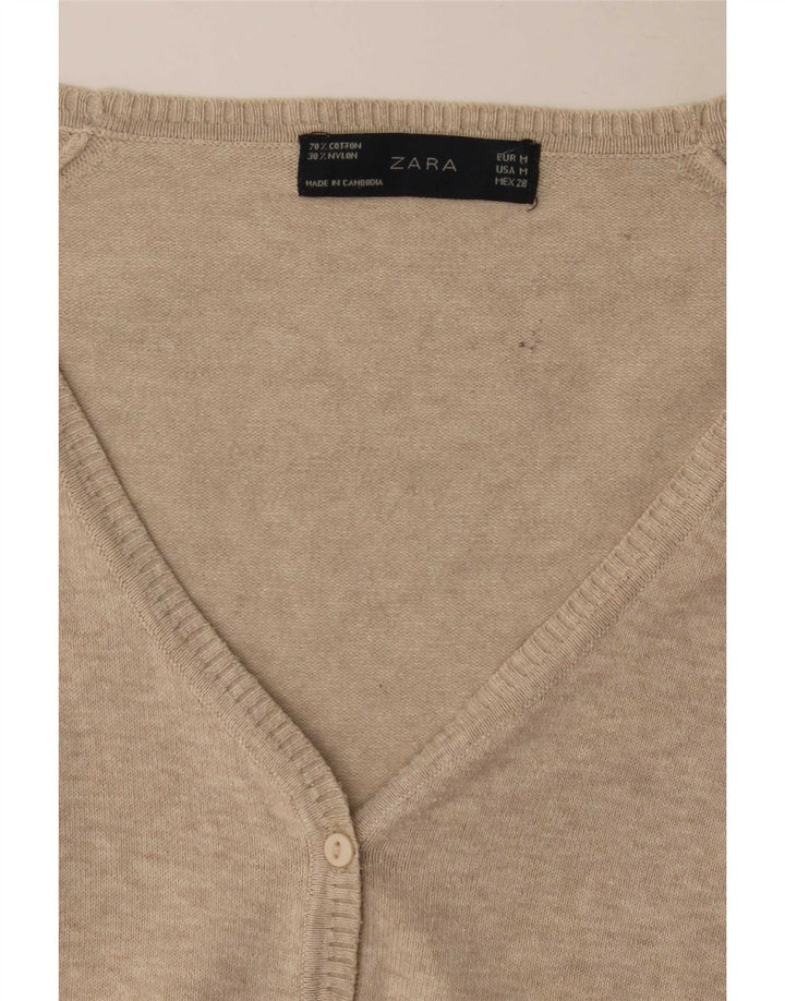 Zara Dame Cardigan Sweater UK 12 Medium Beige