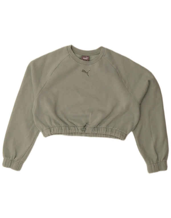 Puma Womens Crop Oversized Sweatshirt Jumper UK 10 Lille grøn bomuld