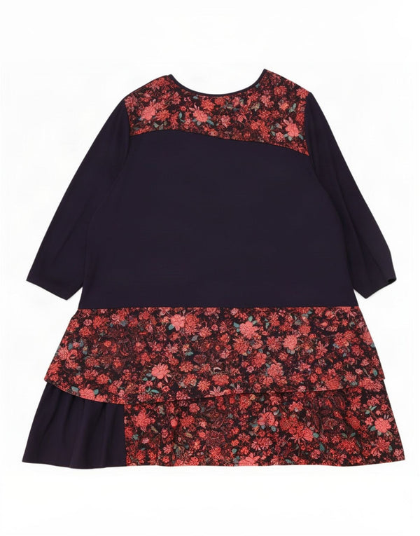 Joe Browns Dame 3/4-ærmet Tiered Dress UK 26 5XL Navy Blue Floral