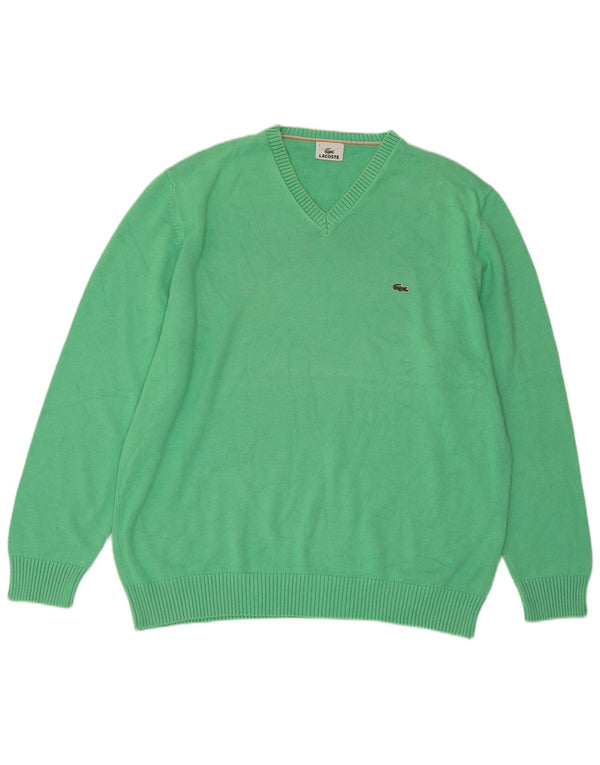 LACOSTE Herre V-hals sweater Str. 7 2XL Grøn Bomuld