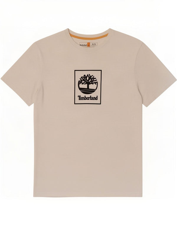 Timberland Herre Regular Fit Grafisk T-shirt Top Medium Hvid Bomuld