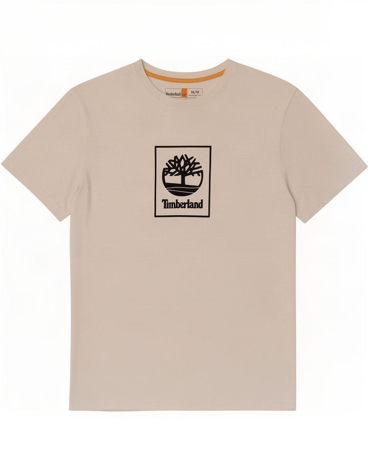 Timberland Herre Regular Fit Grafisk T-shirt Top Medium Hvid Bomuld