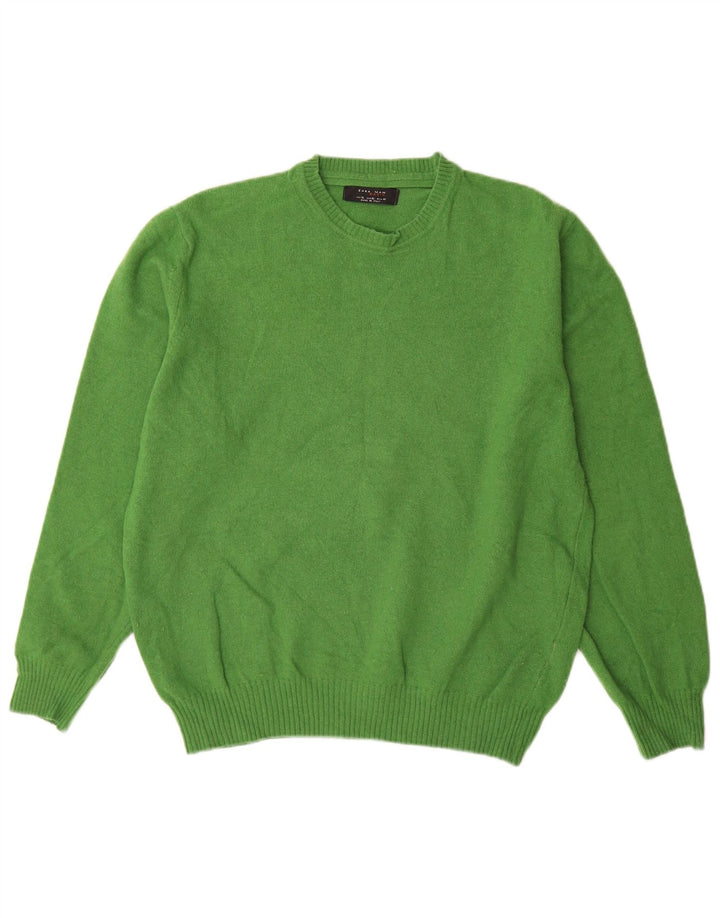 Zara Herre sweater med rund hals XL Grøn uld