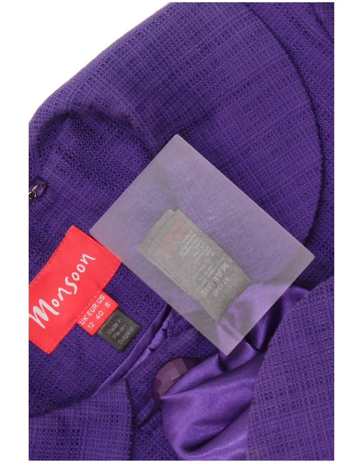 Monsoon Dame Overfrakke UK 12 Medium Lilla Bomuld