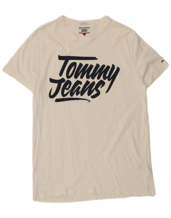 Tommy Hilfiger Herre Regular Fit Grafisk T-Shirt Top Stor Hvid Bomuld