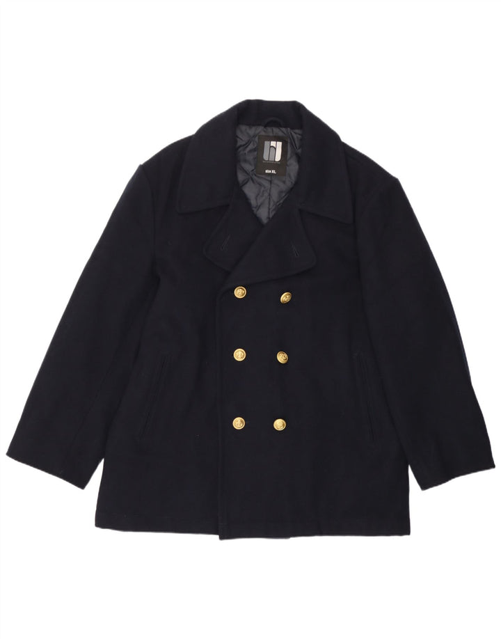 Vintage Herre Pea Coat UK 42 XL Navy Blue Wool