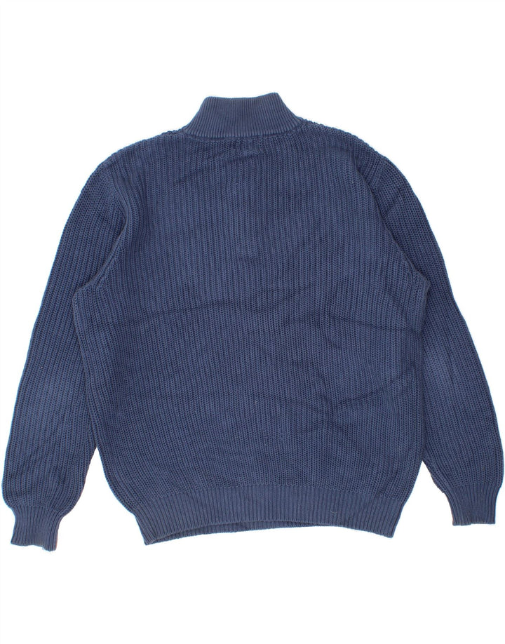 L.L.BEAN Herre Button Neck sweater Medium Blue Bomuld
