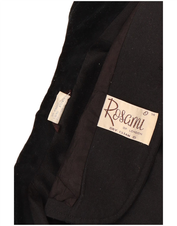 Rosami Dame 2 Button Blazer Jacket UK 14 Large Black Acetate