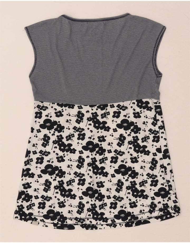 CONVERSE Dame ærmeløs bluse Top UK 12 Mellem marineblå blomster bomuld