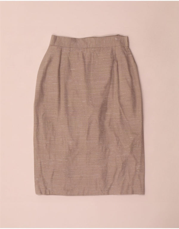 Roccobarocco Dame Pencil Skirt IT 42 Medium W24 Beige Flecked Linen