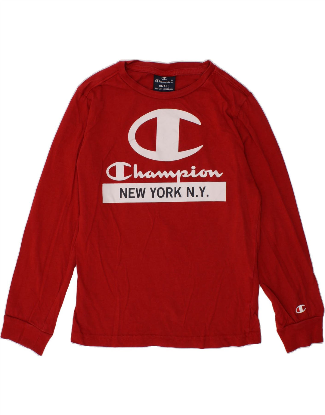 CHAMPION Boys Graphic Top Long Sleeve 7-8 Years Small Red Cotton Vintage Champion and Second-Hand Champion from Messina Hembry 
