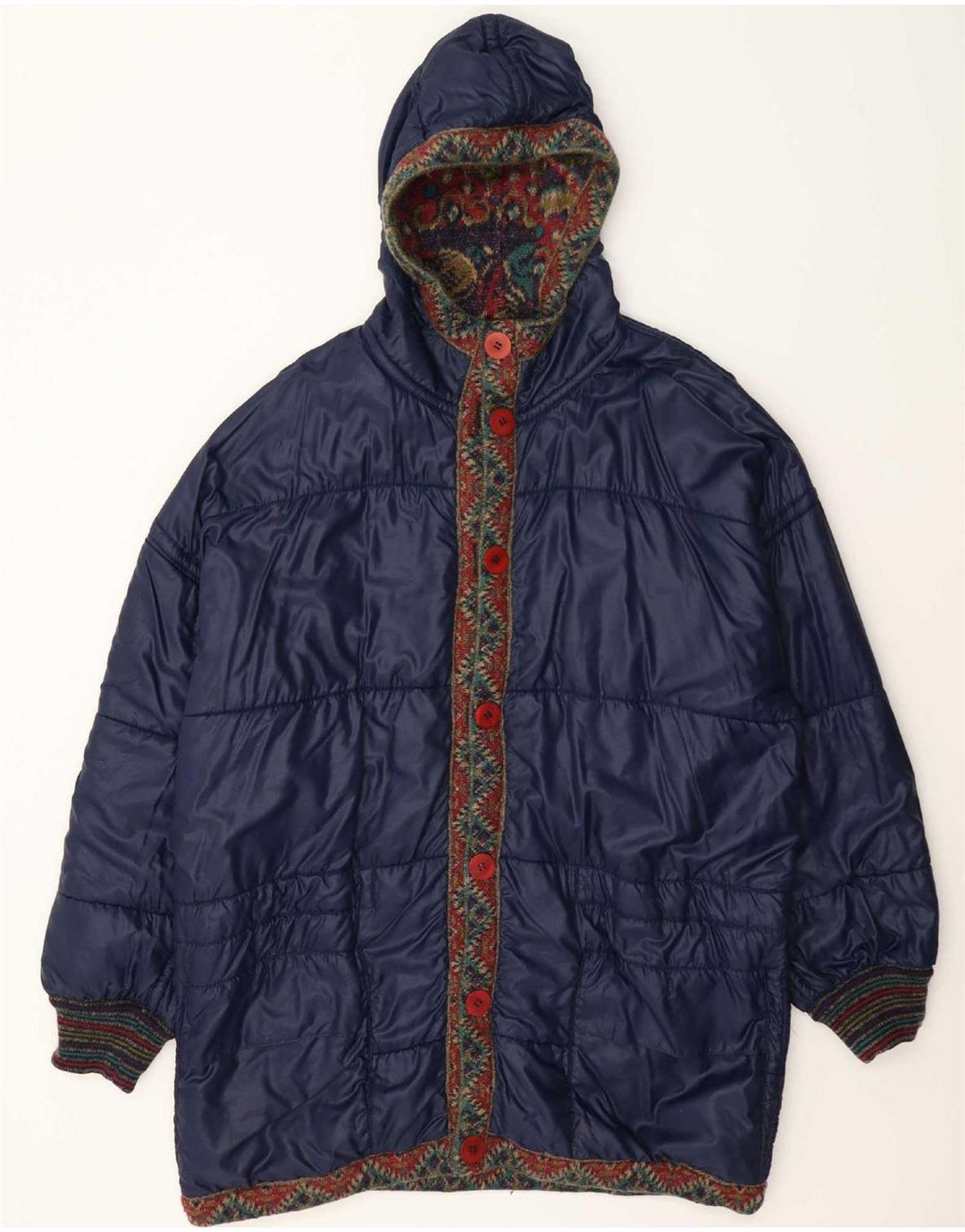 Vintage herre abstrakt mønster vendbar jakke UK 42 XL flerfarvet
