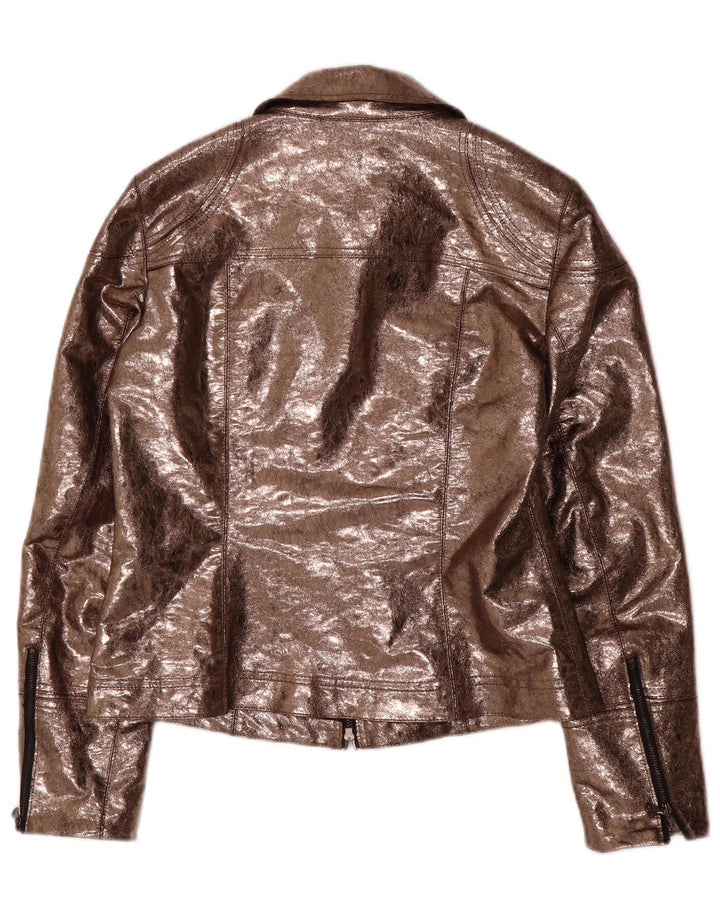 AMBIENTE Utility-jakke i imiteret læder til kvinder UK 14 Stor brun polyester