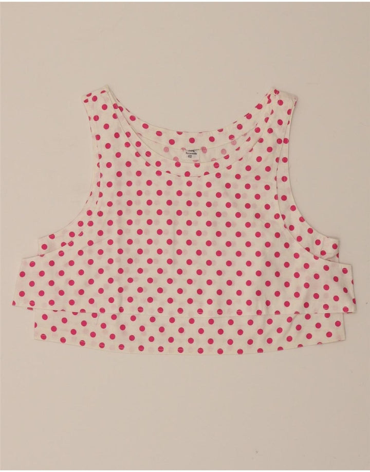 VINTAGE Womens Crop Sleeveless Blouse Top EU 40 Medium Off White Polka Dot Vintage Vintage and Second-Hand Vintage from Messina Hembry 