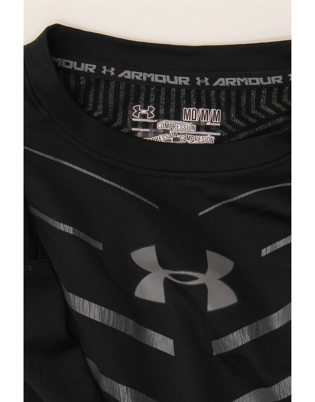 Under Armour Herre Top Langærmet Medium Sort Stribet