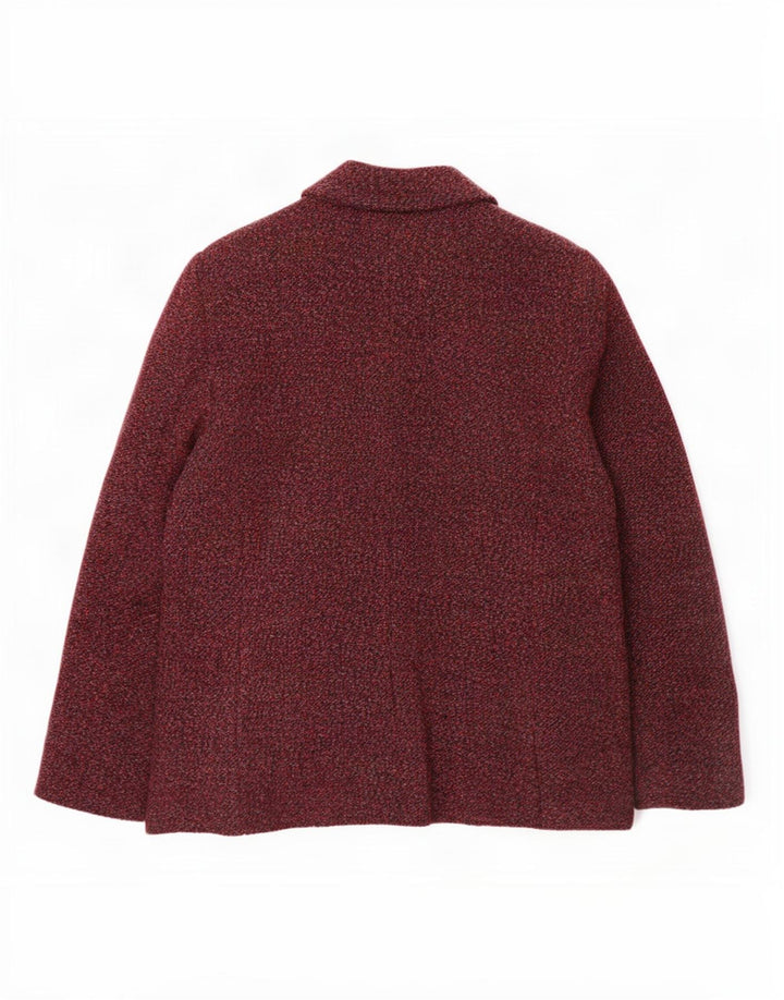 Jaeger Dame 2 Button Blazer Jacket UK 16 Large Burgundy Wool