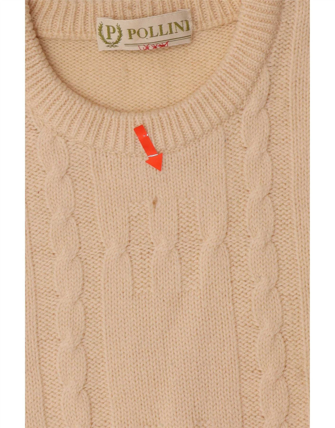 Pollini Herre Crew Neck Jumper Sweater IT 52 Large Off White Uld