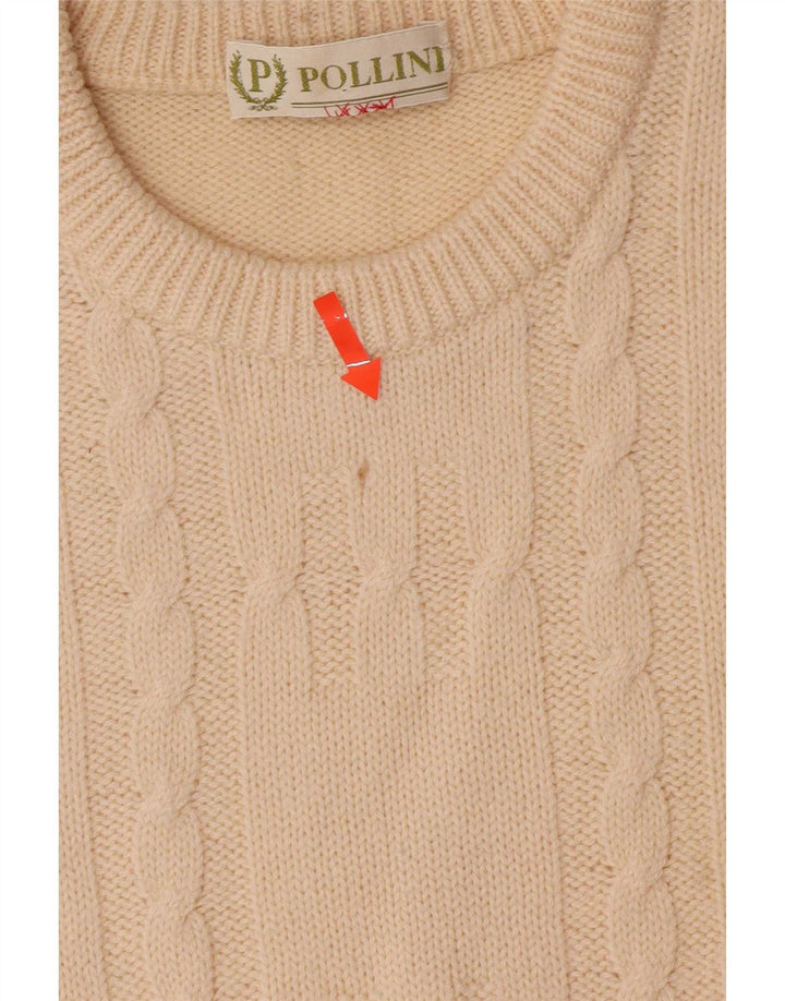 Pollini Herre Crew Neck Jumper Sweater IT 52 Large Off White Uld