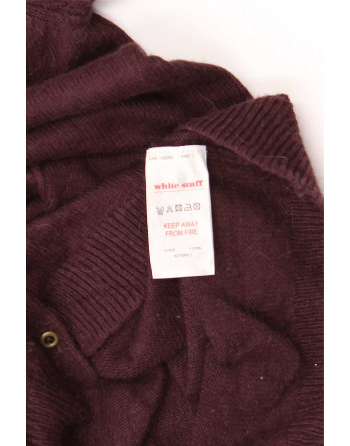 White Stuff Dame Cardigan Sweater UK 14 Medium Burgundy Viscose