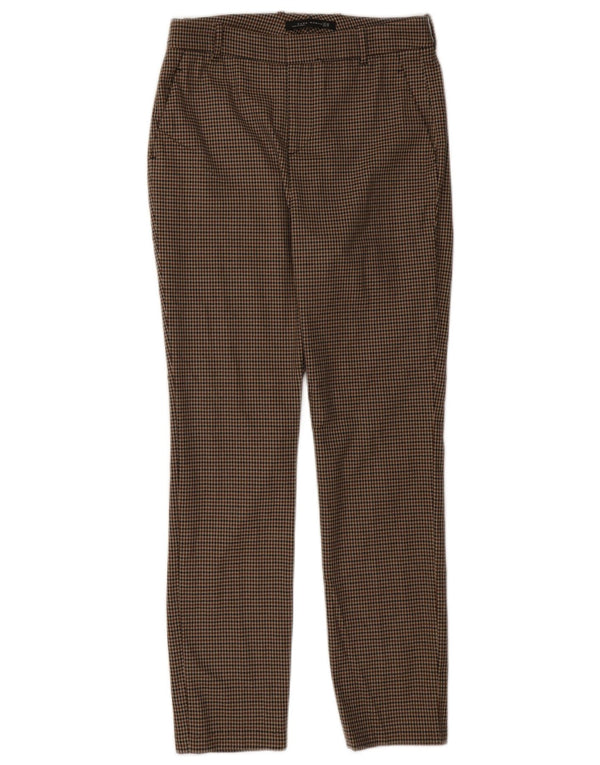 Zara Slim Chino-bukser til kvinder EU 38 Small W28 L28 Brown Houndstooth