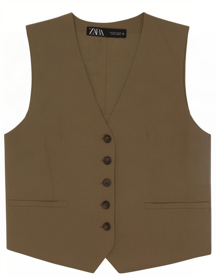 Zara Damevest UK 10 Small Khaki Polyester