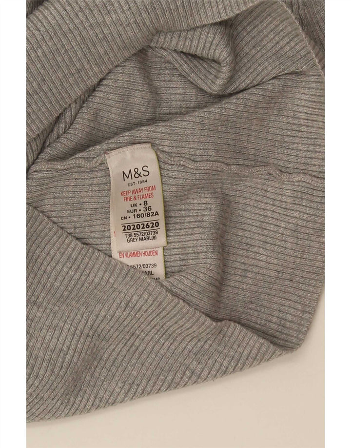 Marks & Spencer Dame Rullehals Sweater UK 8 Small Grey Viscose