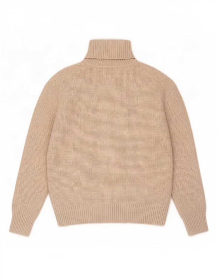 Marks & Spencer Dame Roll Neck Jumper Sweater UK 10 Small Beige Polyester