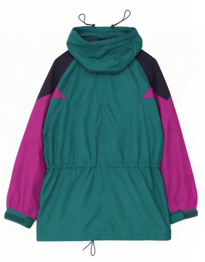 Columbia Dame Hætte Oversized regnjakke UK 14 Medium Green Colourblock