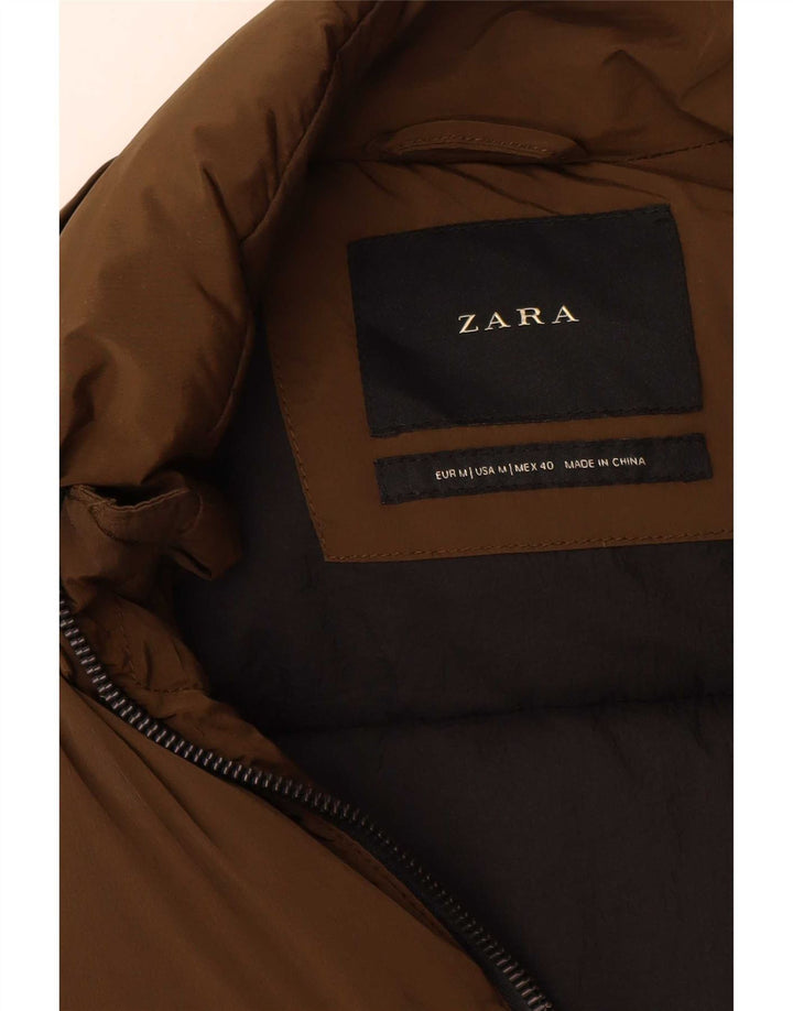 Zara Herre Polstret Frakke UK 38 Medium Khaki Nylon Biker