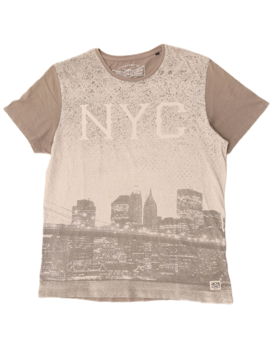 Jack & Jones Herre grafisk T-shirt Top XL Grå