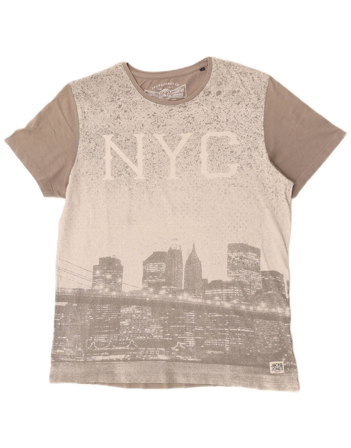 Jack & Jones Herre grafisk T-shirt Top XL Grå