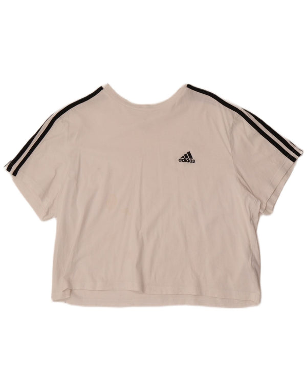 Adidas Womens Crop T-Shirt Top UK 16/18 Stor hvid bomuld