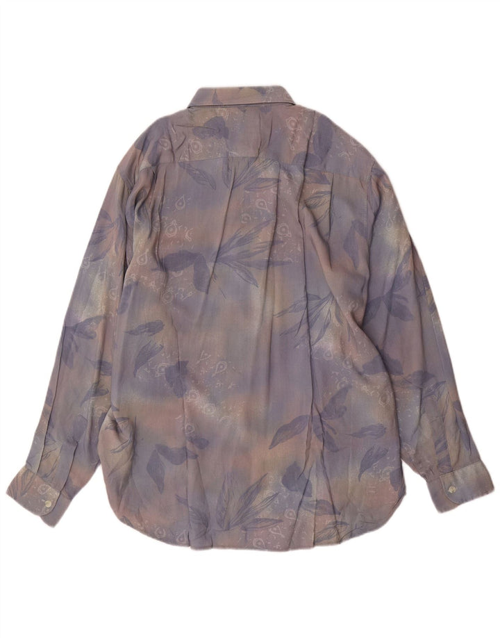 VINTAGE herreskjorte stor flerfarvet blomsterviscose