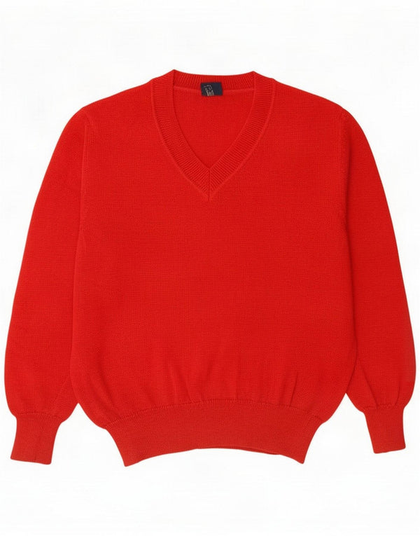 Ermenegildo Zegna Herre V-hals sweater IT 54 XL Rød Uld