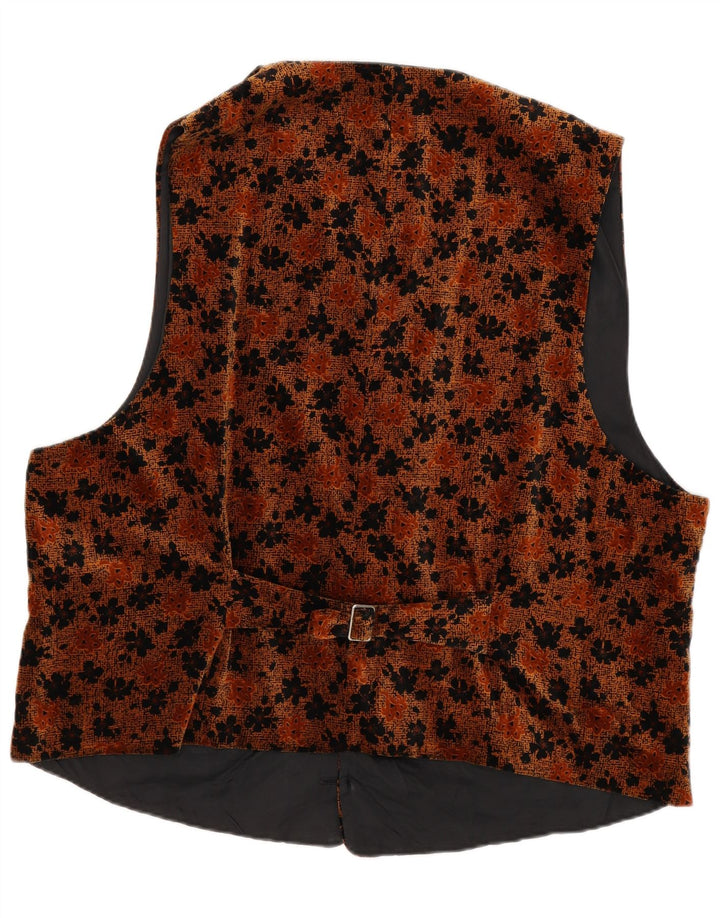 Vintage herre fløjl vest medium brun blomster